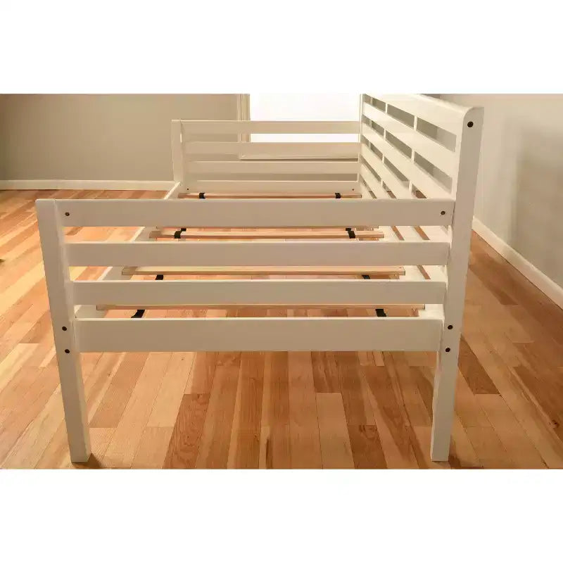 Base de cama individual White / Rustic Walnut / Barbados, se convierte en matrimonial, cabe 1