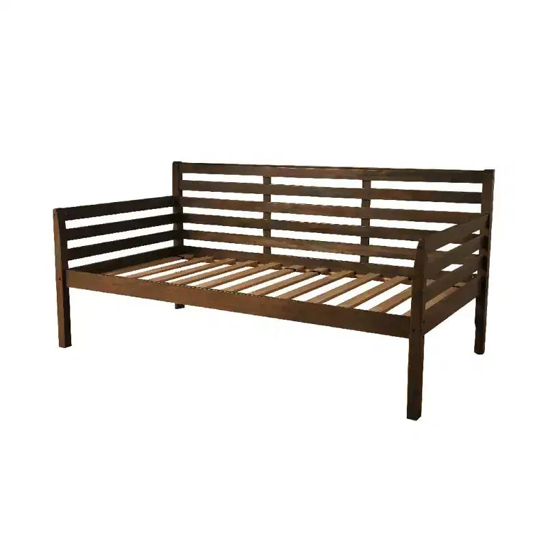 Base de cama individual White / Rustic Walnut / Barbados, se convierte en matrimonial, cabe 1