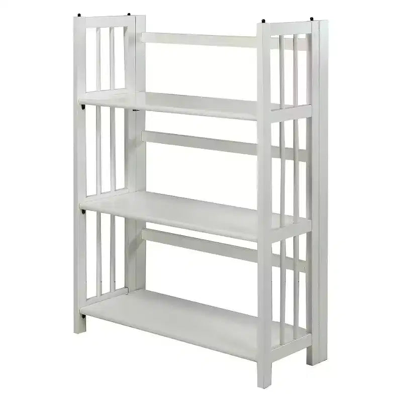 Estantería plegable apilable de 3 niveles en color natural/blanco/nogal — Para 1-2 usuarios