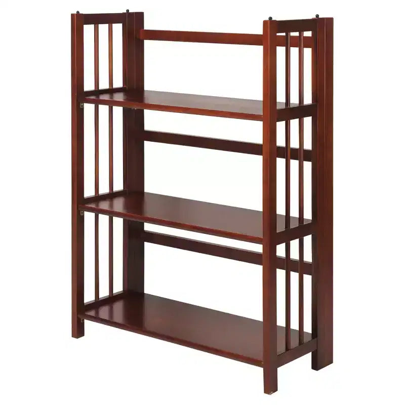 Estantería plegable apilable de 3 niveles en color natural/blanco/nogal — Para 1-2 usuarios