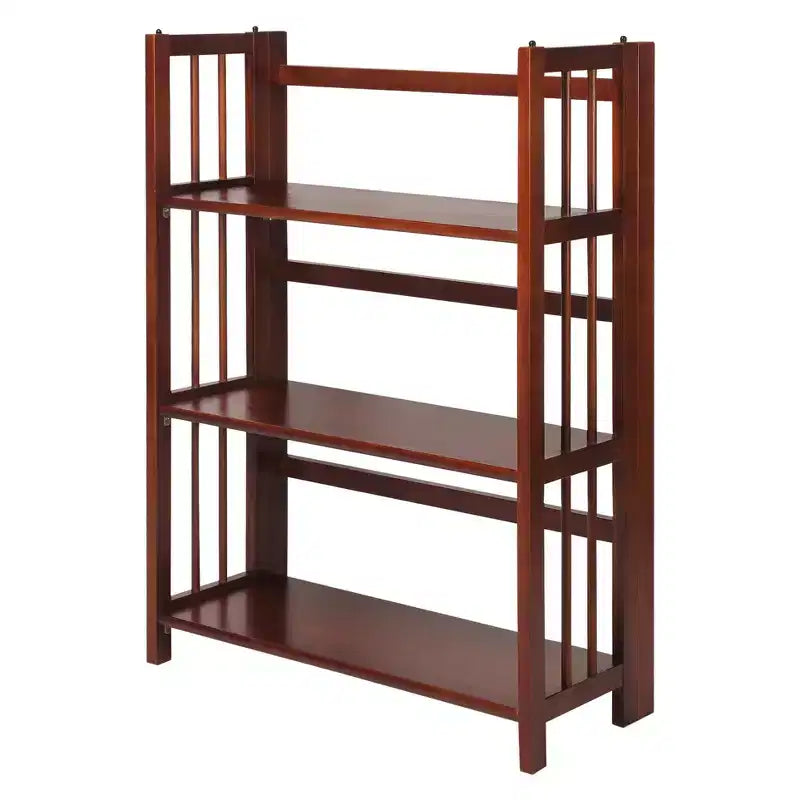Estantería plegable apilable de 3 niveles en color natural/blanco/nogal — Para 1-2 usuarios