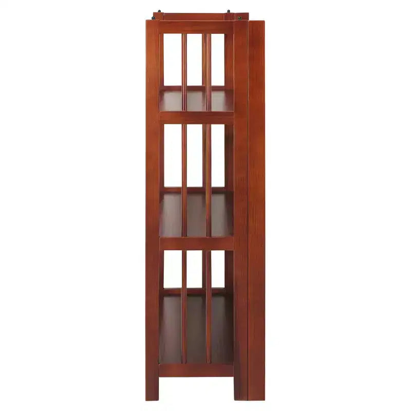 Estantería plegable apilable de 3 niveles en color natural/blanco/nogal — Para 1-2 usuarios