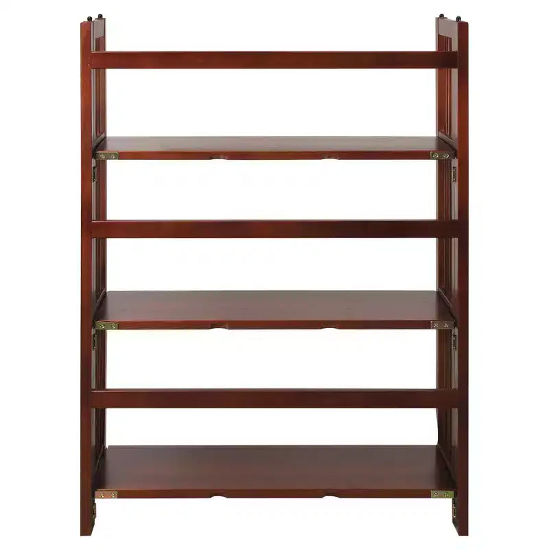Estantería plegable apilable de 3 niveles en color natural/blanco/nogal — Para 1-2 usuarios