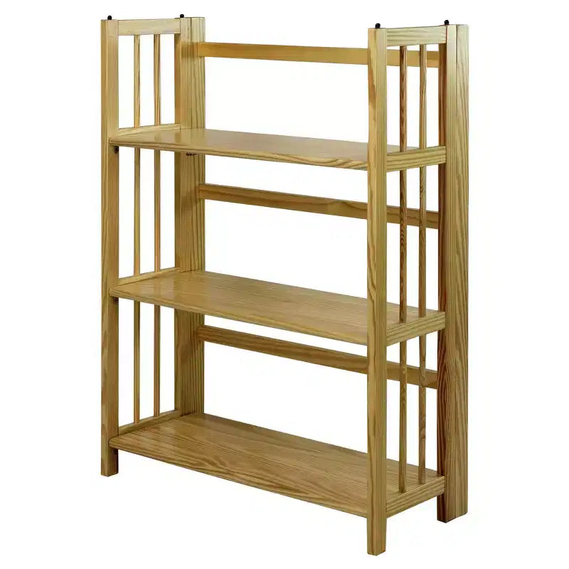 Estantería plegable apilable de 3 niveles en color natural/blanco/nogal — Para 1-2 usuarios