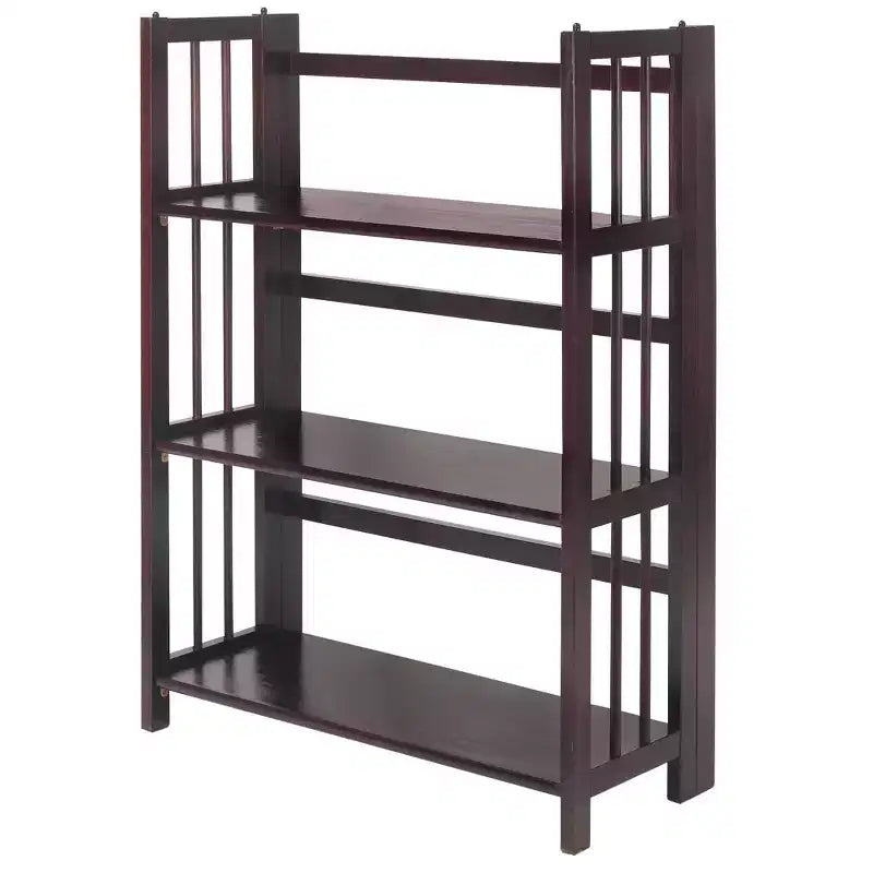 Estantería plegable apilable de 3 niveles en color natural/blanco/nogal — Para 1-2 usuarios