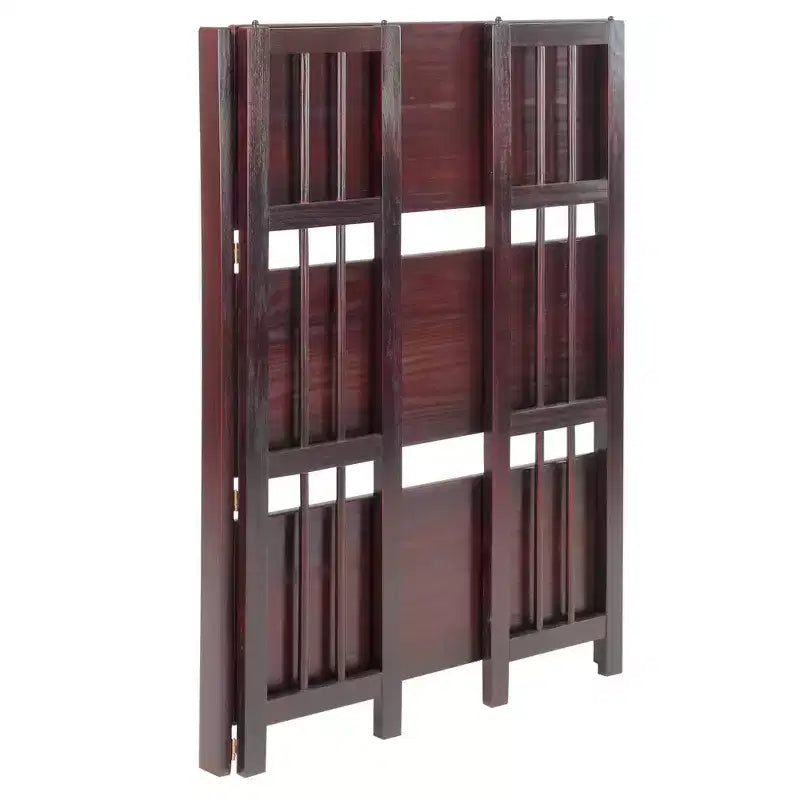 Estantería plegable apilable de 3 niveles en color natural/blanco/nogal — Para 1-2 usuarios