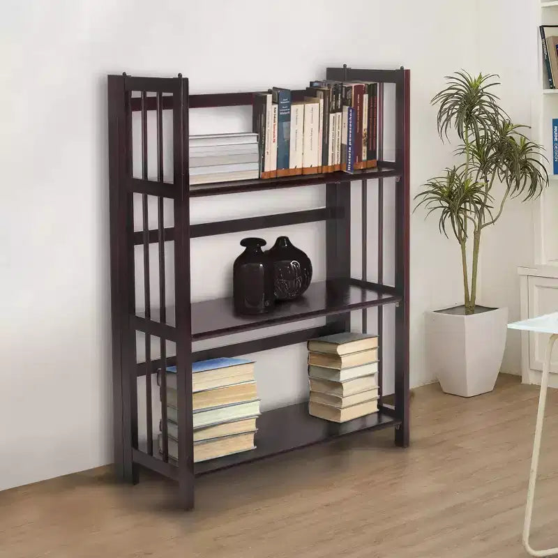 Estantería plegable apilable de 3 niveles en color natural/blanco/nogal — Para 1-2 usuarios