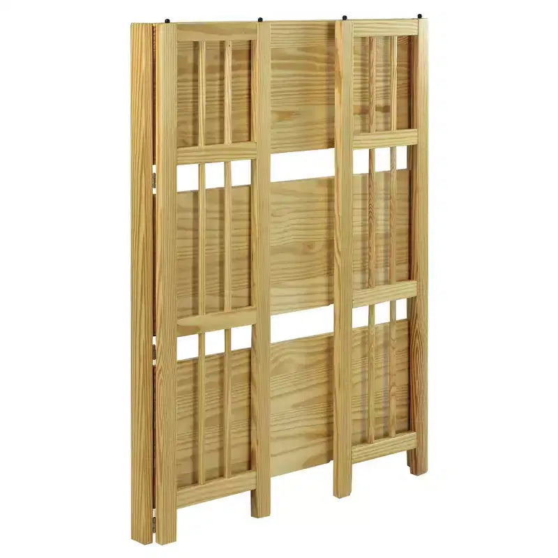Estantería plegable apilable de 3 niveles en color natural/blanco/nogal — Para 1-2 usuarios