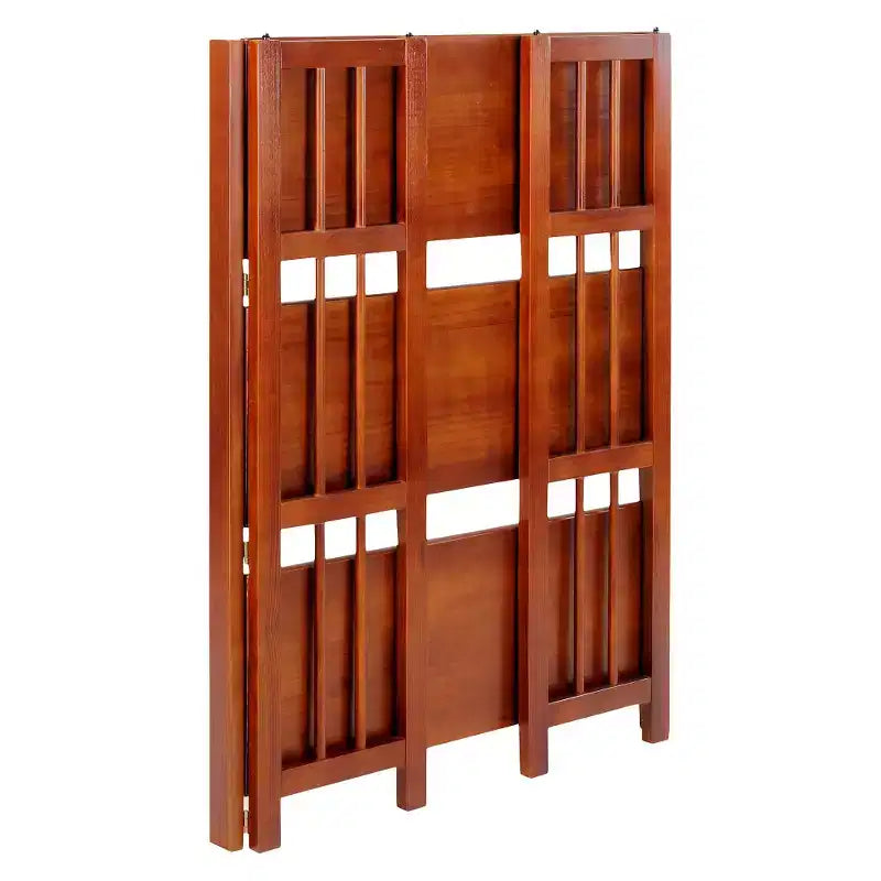 Estantería plegable apilable de 3 niveles en color natural/blanco/nogal — Para 1-2 usuarios