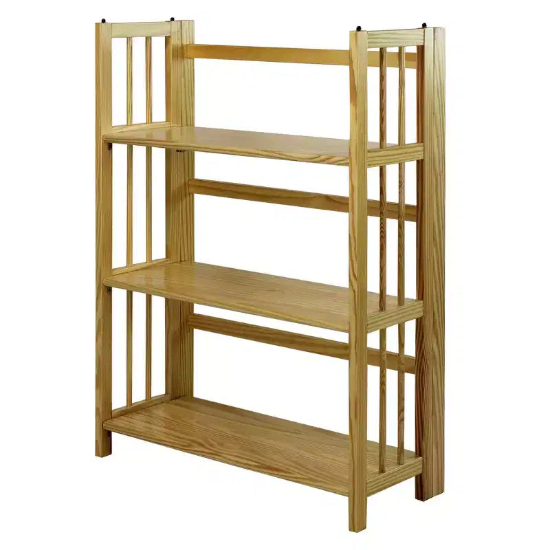 Estantería plegable apilable de 3 niveles en color natural/blanco/nogal — Para 1-2 usuarios