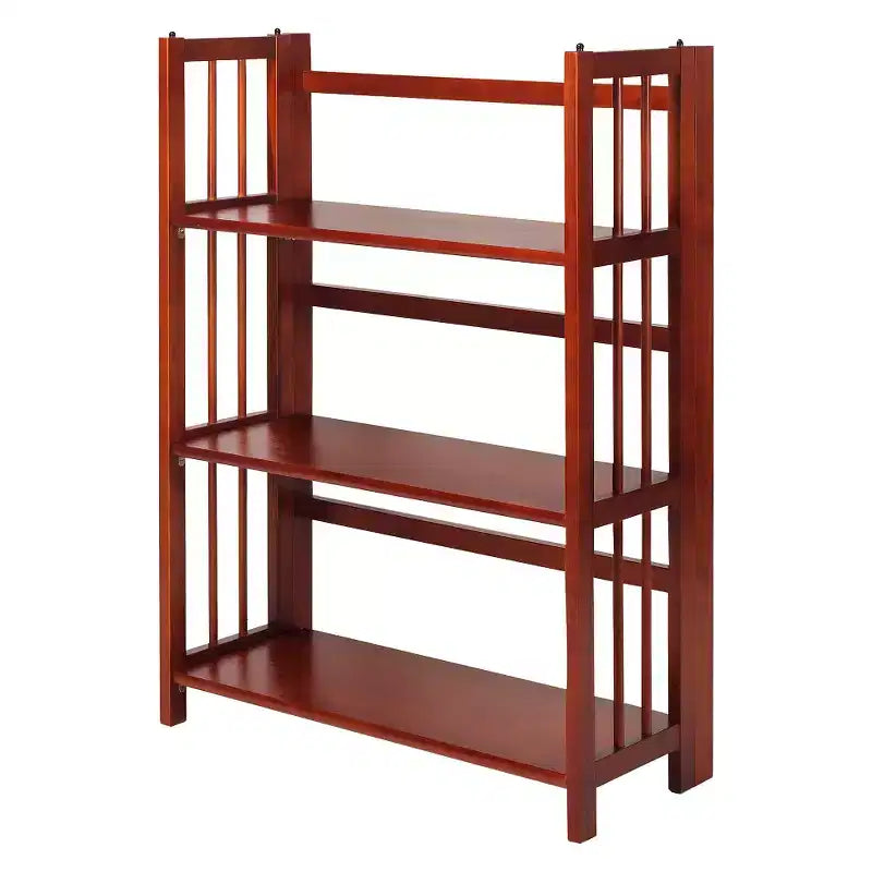 Estantería plegable apilable de 3 niveles en color natural/blanco/nogal — Para 1-2 usuarios
