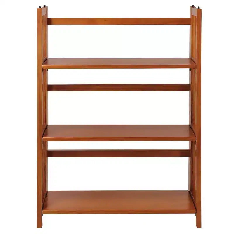 Estantería plegable apilable de 3 niveles en color natural/blanco/nogal — Para 1-2 usuarios