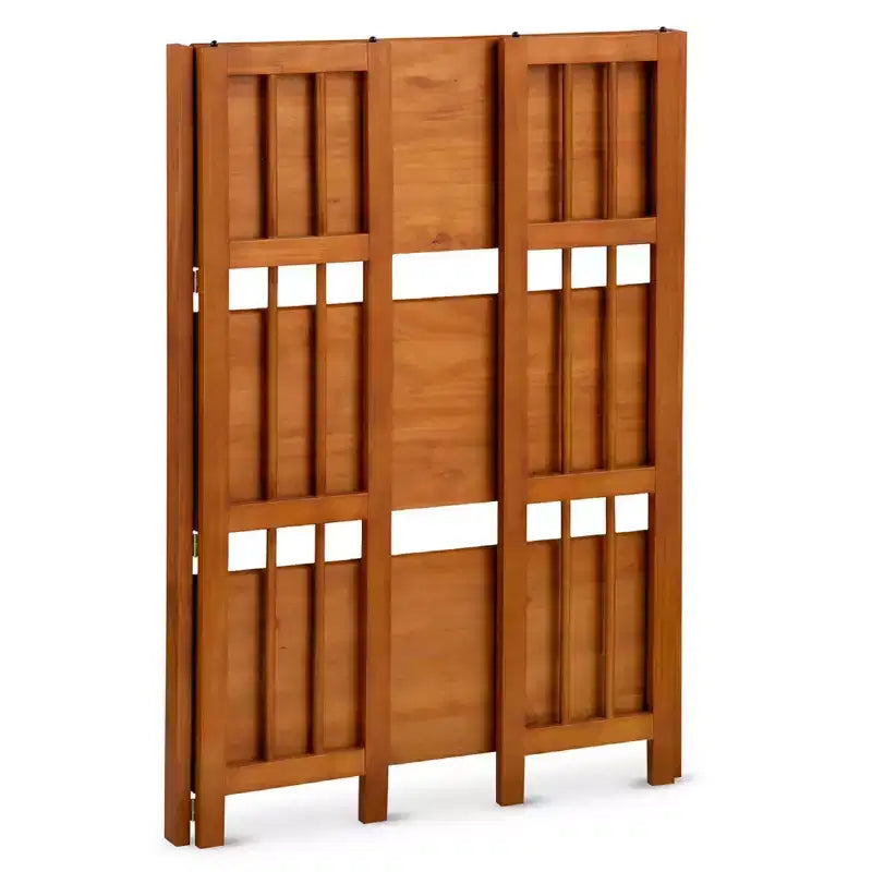 Estantería plegable apilable de 3 niveles en color natural/blanco/nogal — Para 1-2 usuarios