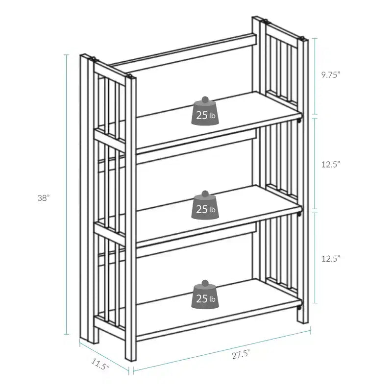 Estantería plegable apilable de 3 niveles en color natural/blanco/nogal — Para 1-2 usuarios