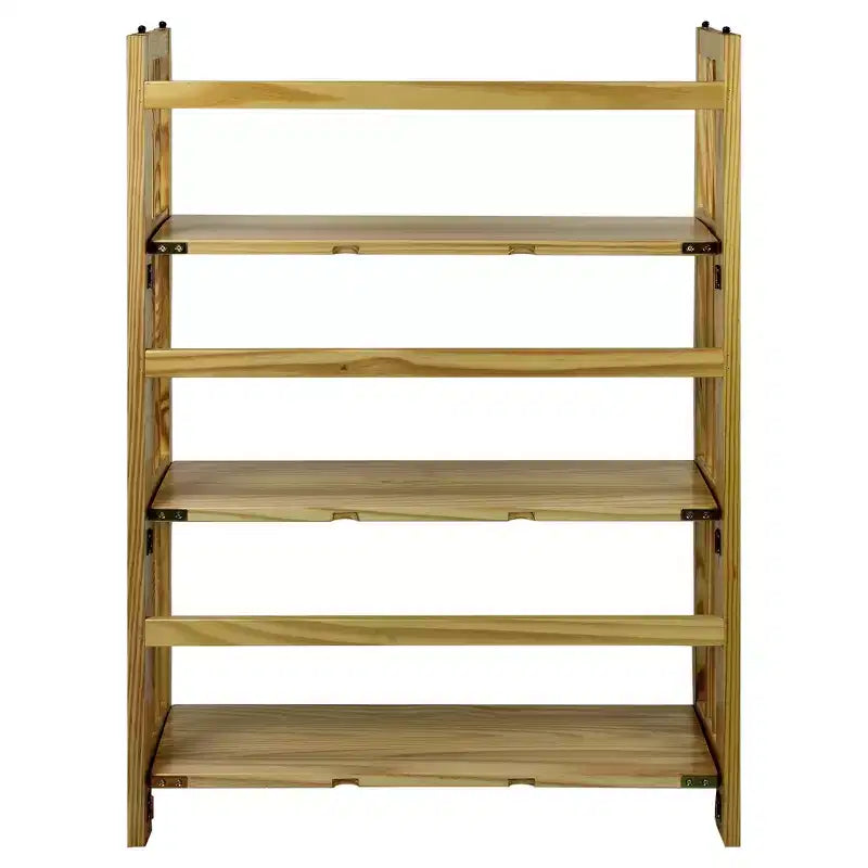 Estantería plegable apilable de 3 niveles en color natural/blanco/nogal — Para 1-2 usuarios