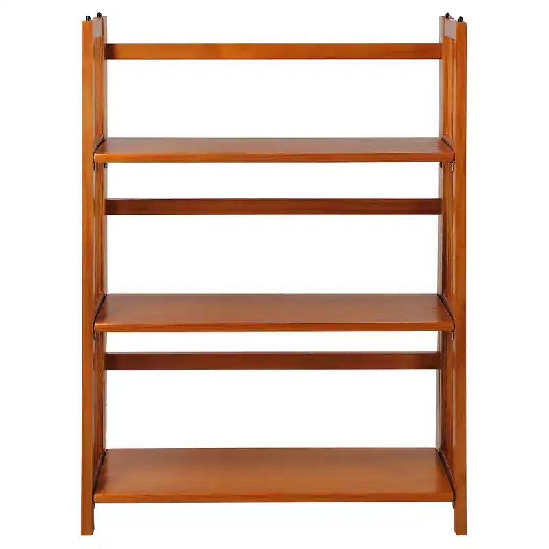 Estantería plegable apilable de 3 niveles en color natural/blanco/nogal — Para 1-2 usuarios