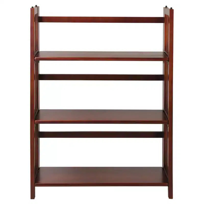 Estantería plegable apilable de 3 niveles en color natural/blanco/nogal — Para 1-2 usuarios