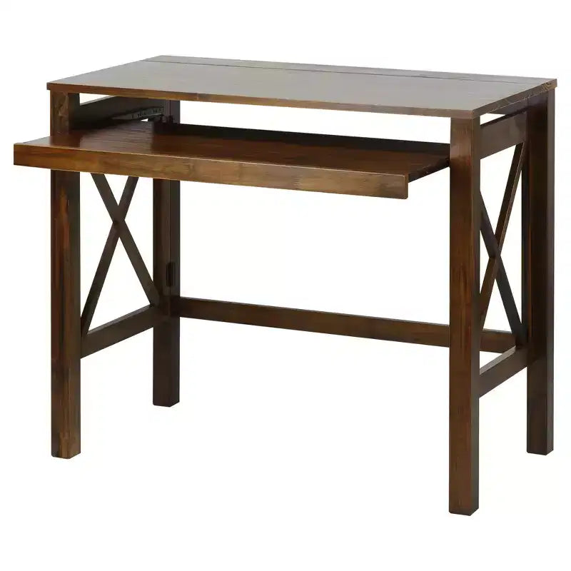 Escritorio plegable espresso/marrón con estante extraíble, 1 persona
