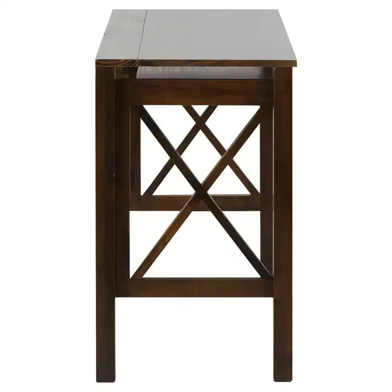 Escritorio plegable espresso/marrón con estante extraíble, 1 persona