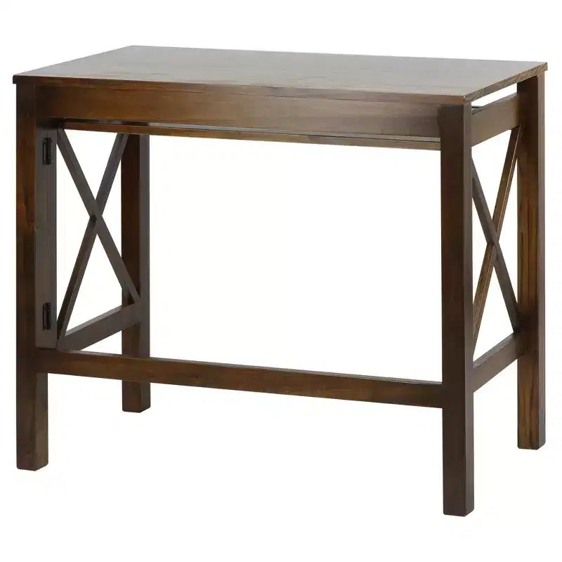 Escritorio plegable espresso/marrón con estante extraíble, 1 persona