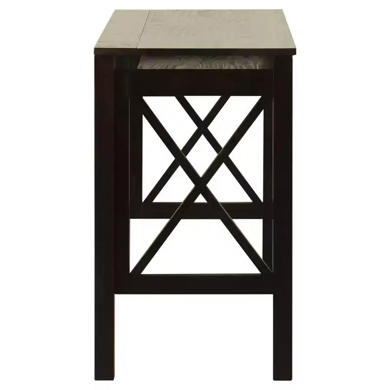 Escritorio plegable espresso/marrón con estante extraíble, 1 persona