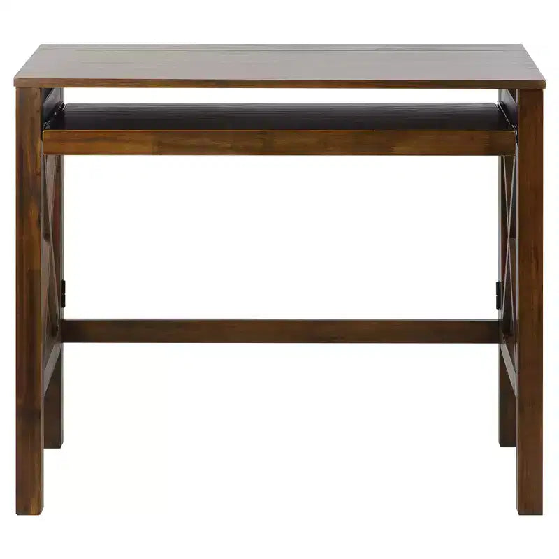 Escritorio plegable espresso/marrón con estante extraíble, 1 persona