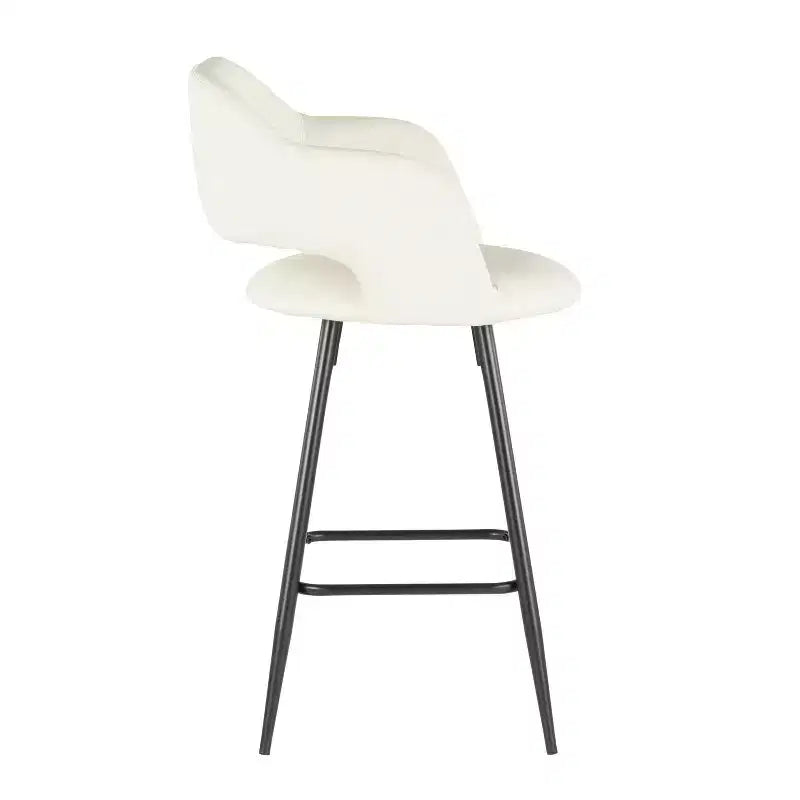 Taburete de bar de altura de encimera de piel sintética, juego de 2 — Marrón / Blanco / Gris
