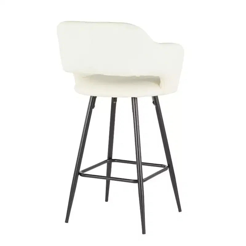 Taburete de bar de altura de encimera de piel sintética, juego de 2 — Marrón / Blanco / Gris