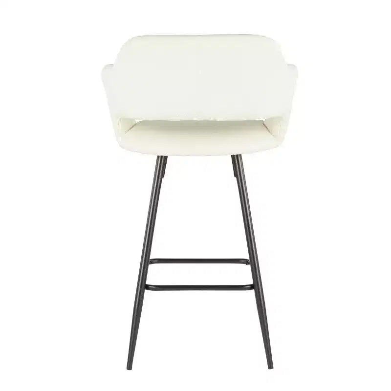 Taburete de bar de altura de encimera de piel sintética, juego de 2 — Marrón / Blanco / Gris