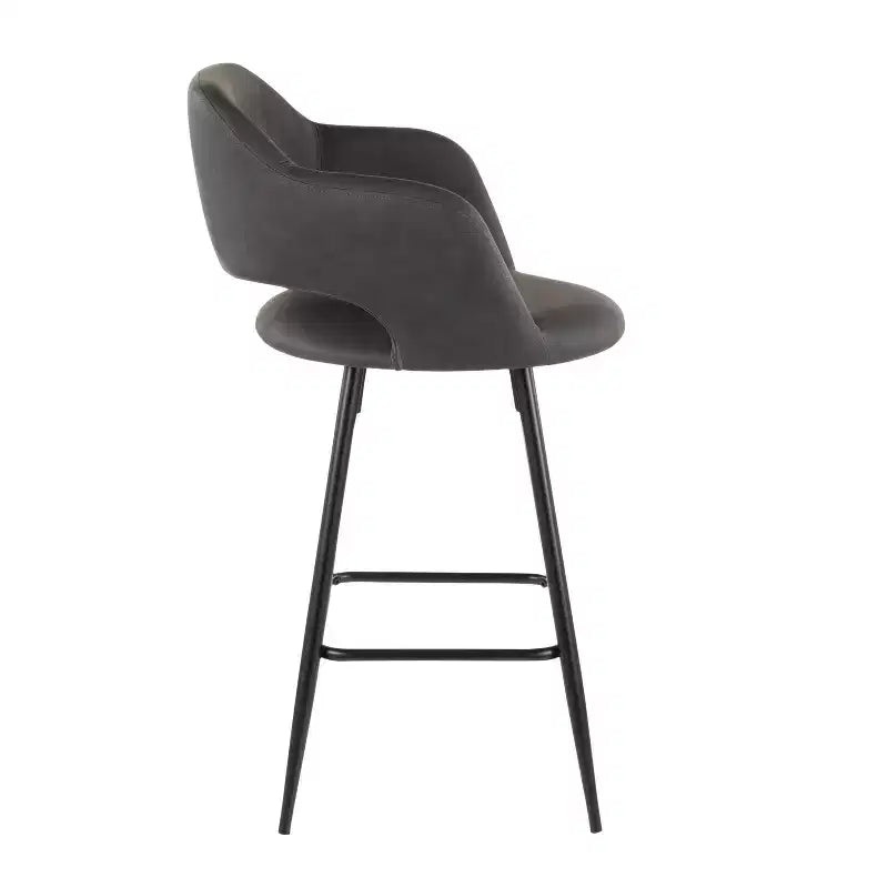 Taburete de bar de altura de encimera de piel sintética, juego de 2 — Marrón / Blanco / Gris