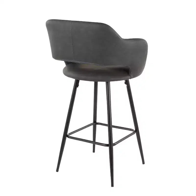 Taburete de bar de altura de encimera de piel sintética, juego de 2 — Marrón / Blanco / Gris