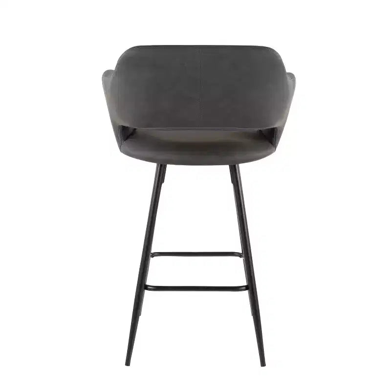 Taburete de bar de altura de encimera de piel sintética, juego de 2 — Marrón / Blanco / Gris
