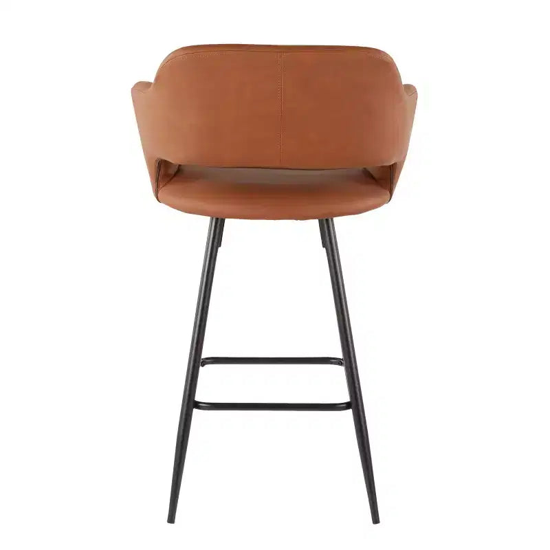 Taburete de bar de altura de encimera de piel sintética, juego de 2 — Marrón / Blanco / Gris