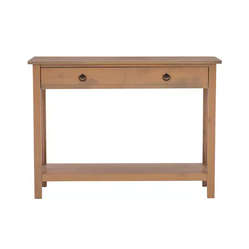 Mesa consola de 2 cajones Gray Wash, pino, montaje para 1 persona
