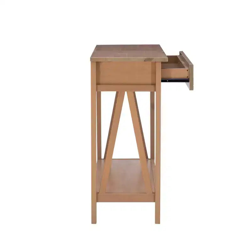 Mesa consola de 2 cajones Gray Wash, pino, montaje para 1 persona